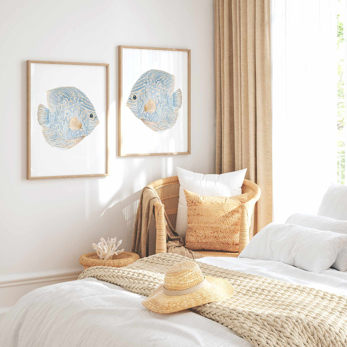 Abstract Tropical Discus Fish Set of 2 Prints