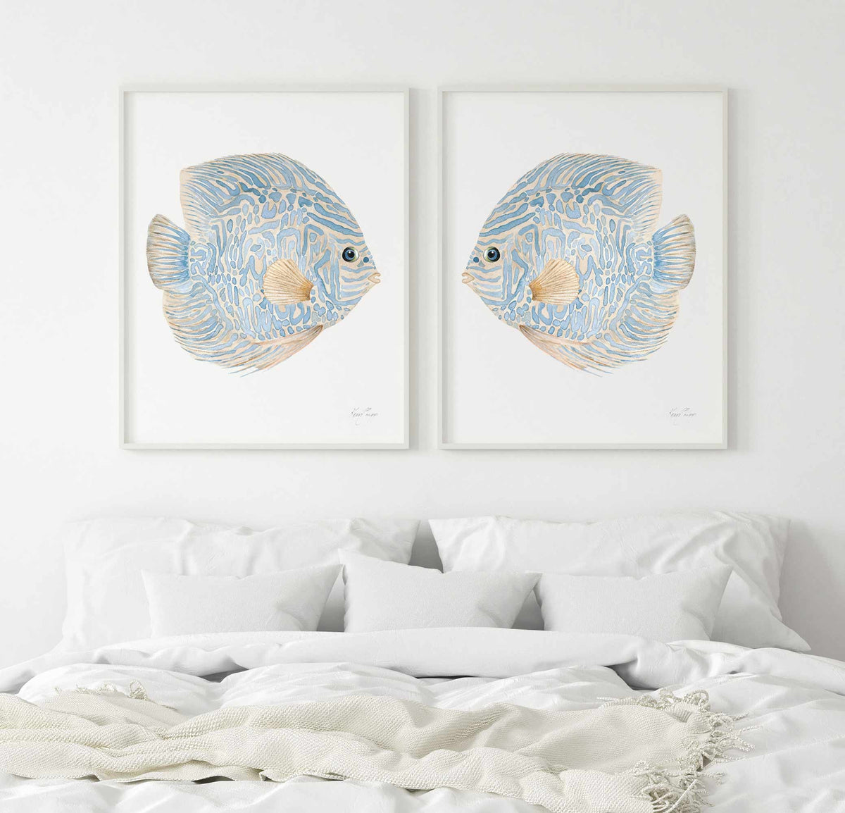 Abstract Tropical Discus Fish Set of 2 Prints
