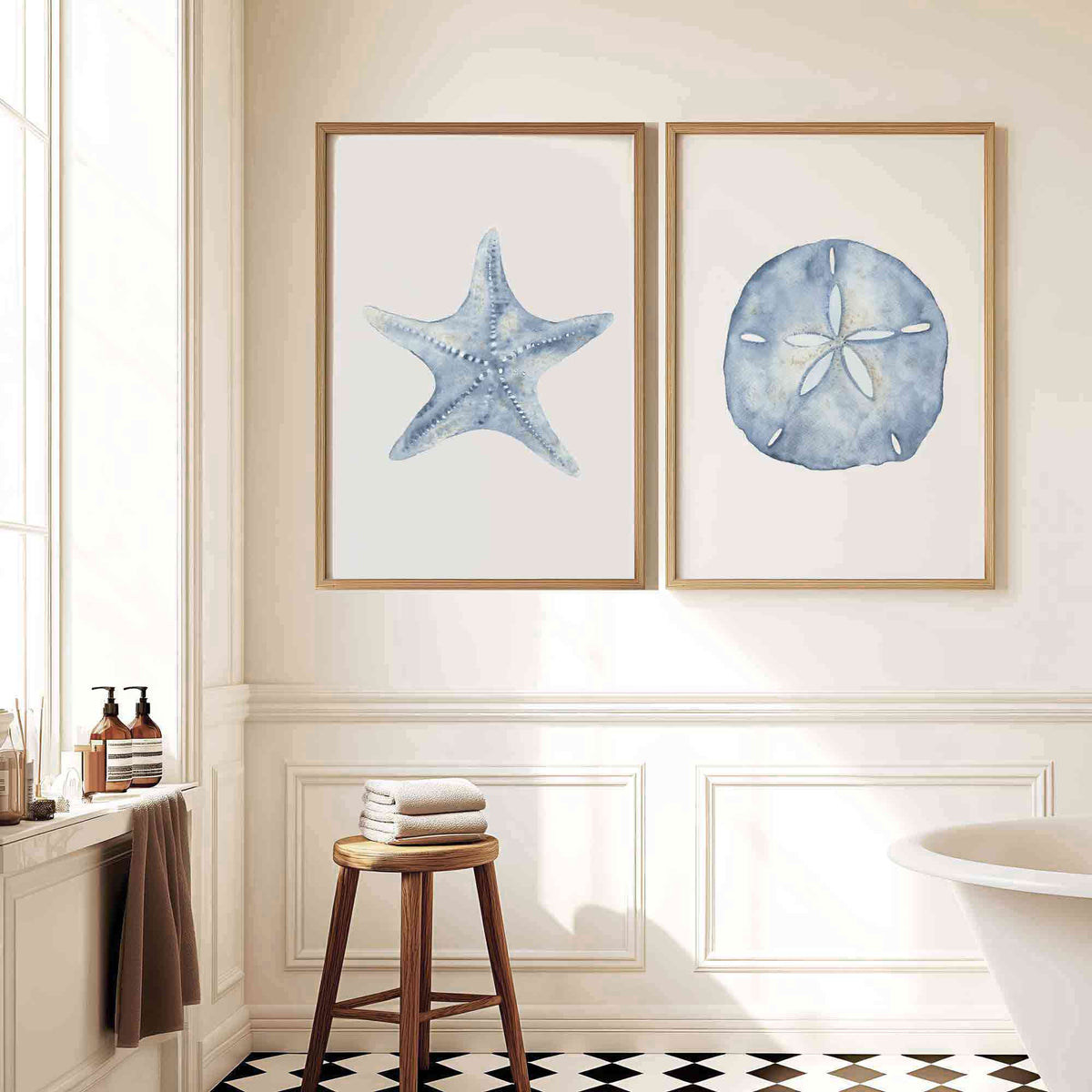 Coastal Wall Art | Starfish & Sand Dollar Print Set