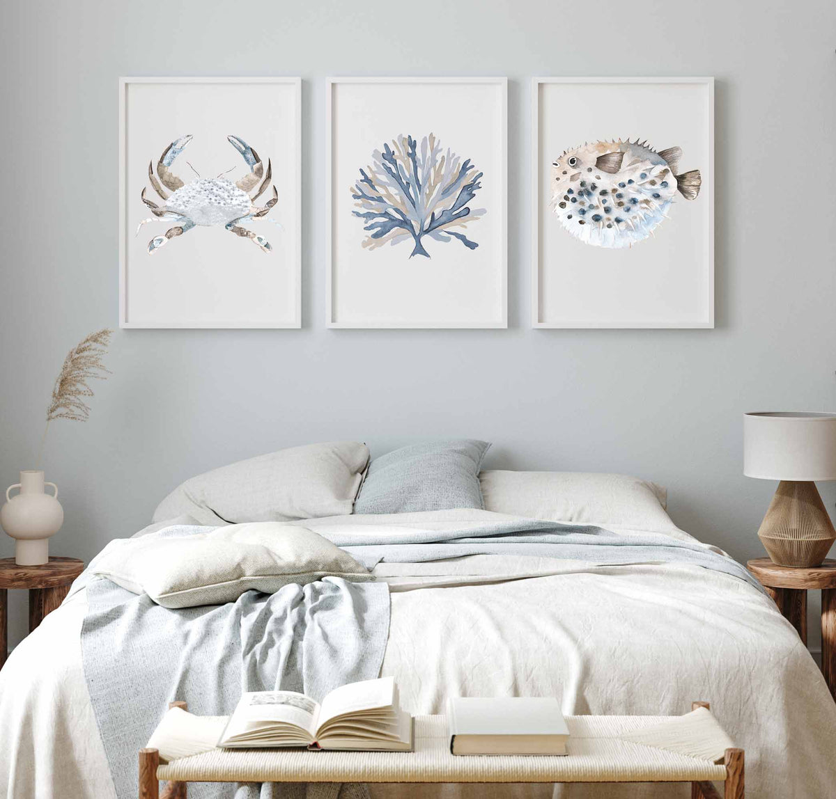 Crab Seaweed Puffer Fish Set of 3