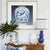 Blue and white ginger jar print in living room by Driftwood Interiors Wall Art