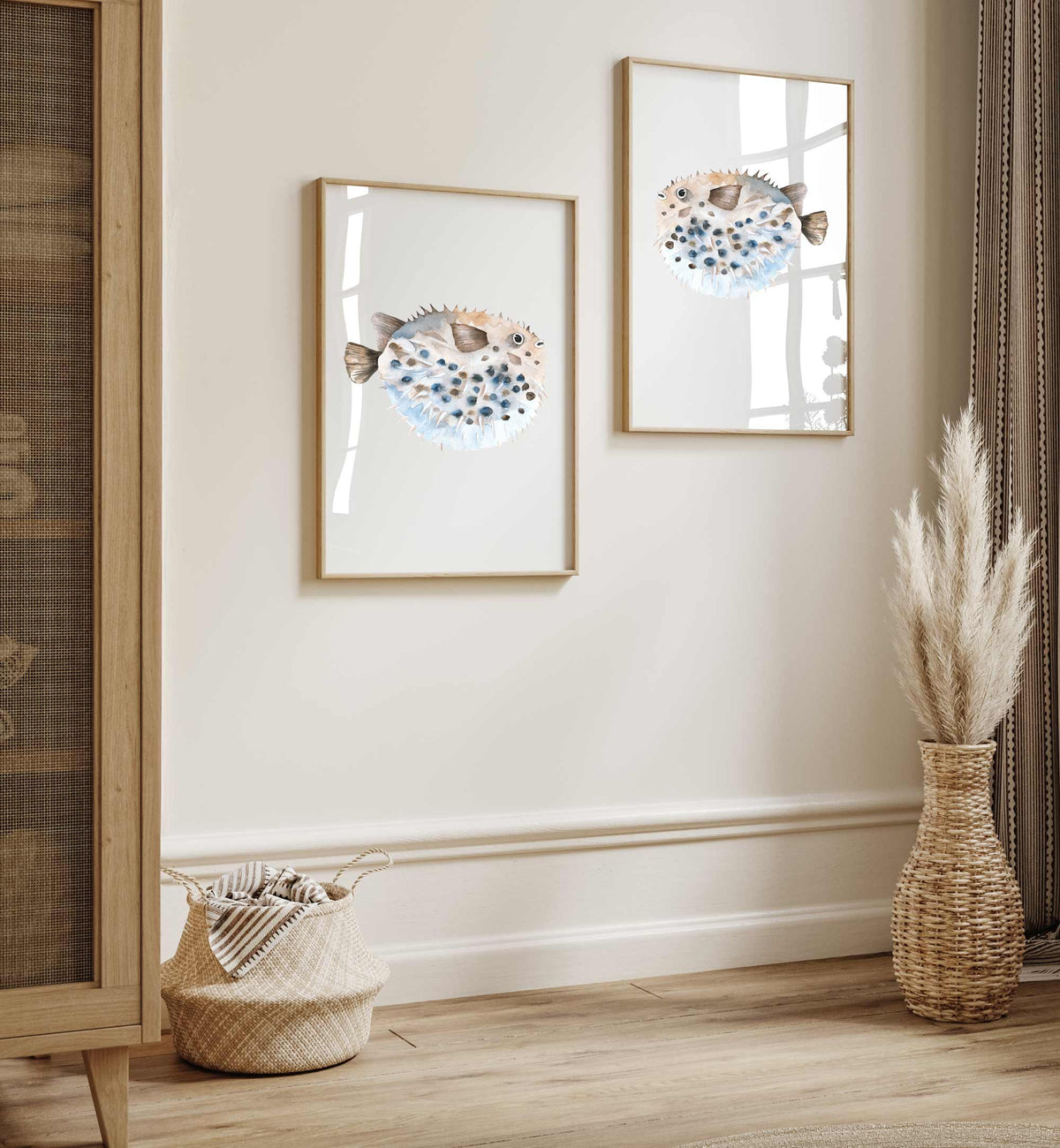 Tropical Puffer Fish Set of 2 Prints