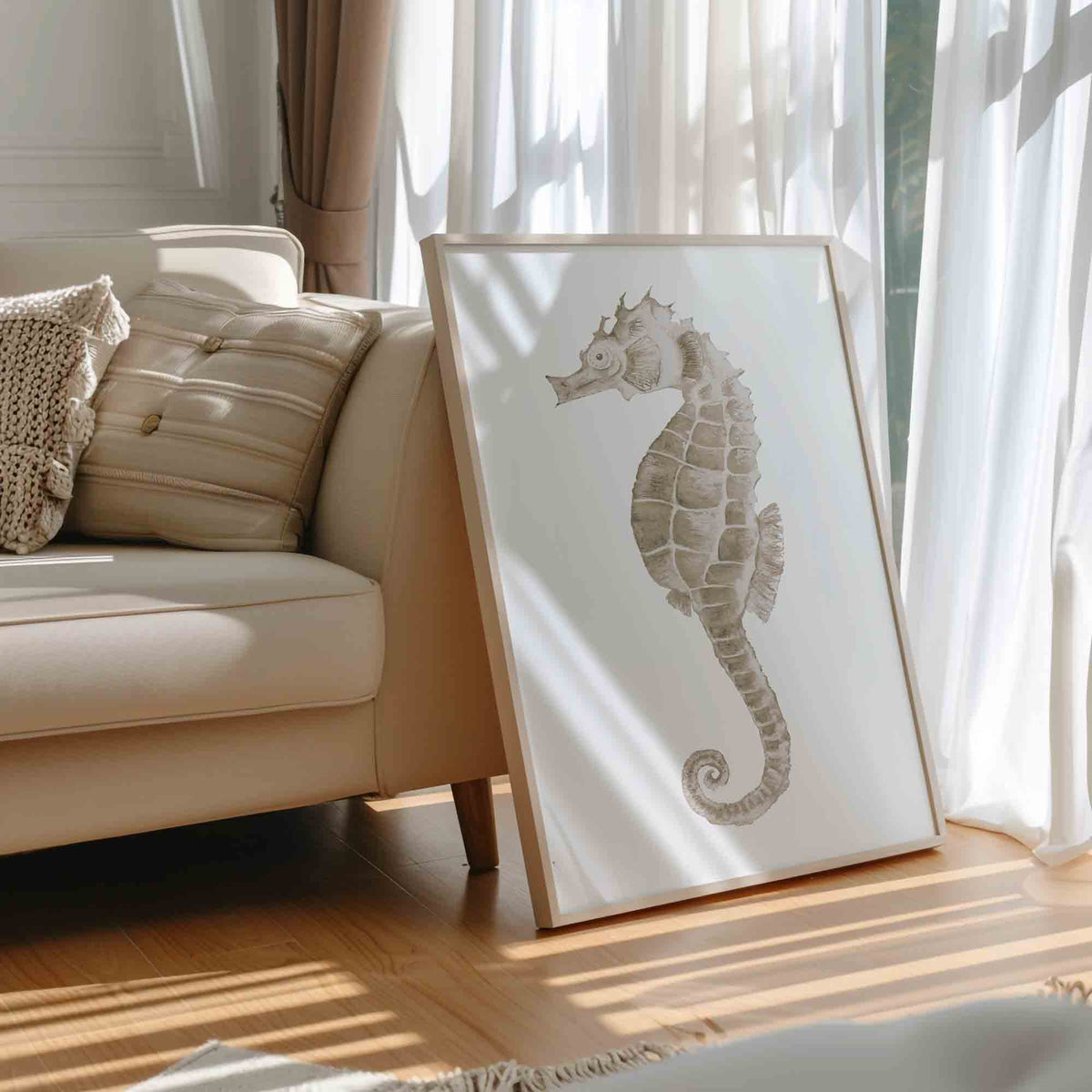 Sea Turtle, Shell & Seahorse Coastal Wall Art