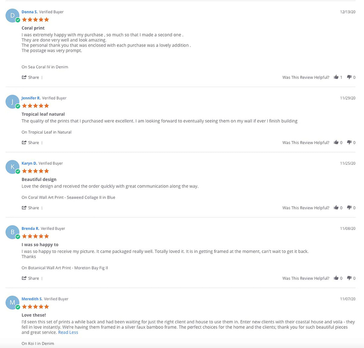 Five star reviews of Driftwood Interiors wall art prints