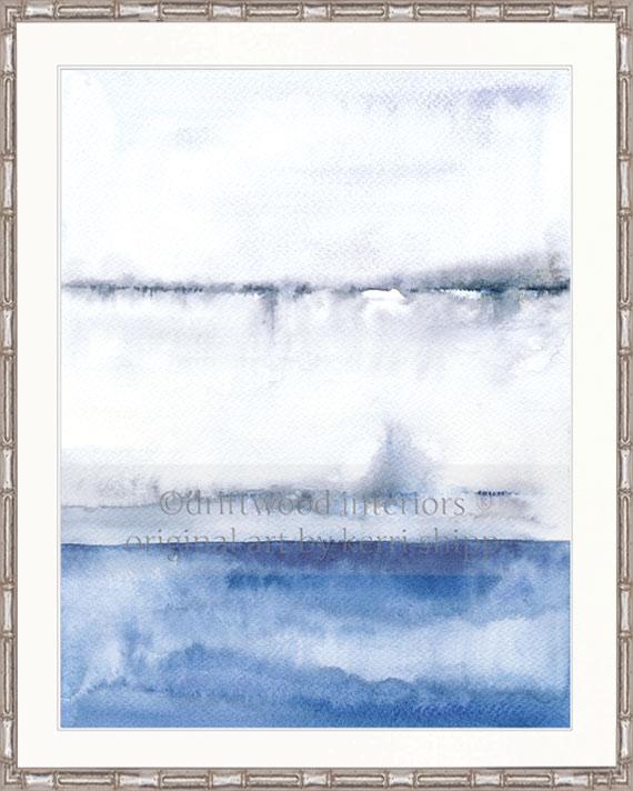 Abstract wall art print in silver bamboo frame Kerri Shipp Driftwood Interiors