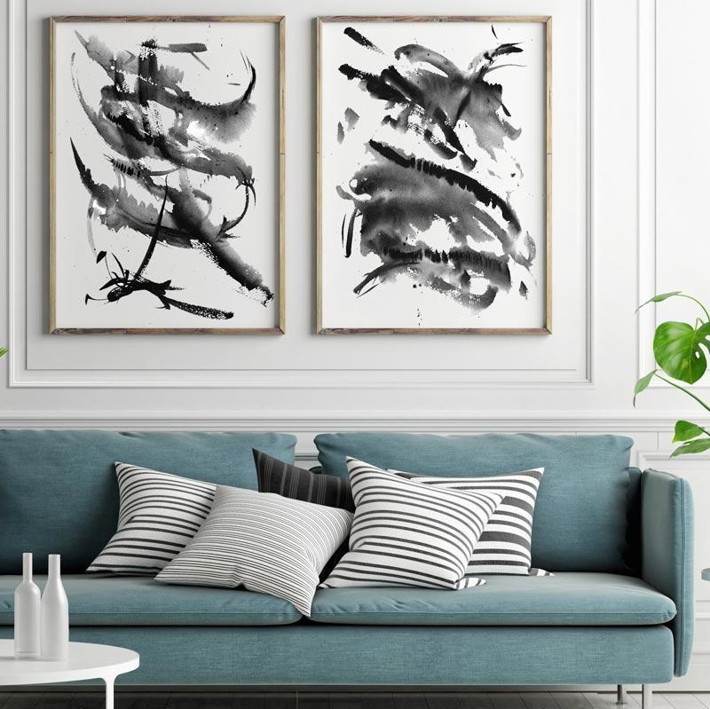 Black and White Abstract Print | Monochrome I - Driftwood Interiors