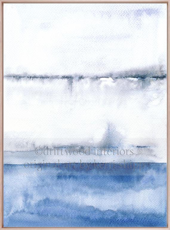 Stretched Canvas Art Print in Blue - 'Coastal Calm I' - Driftwood Interiors