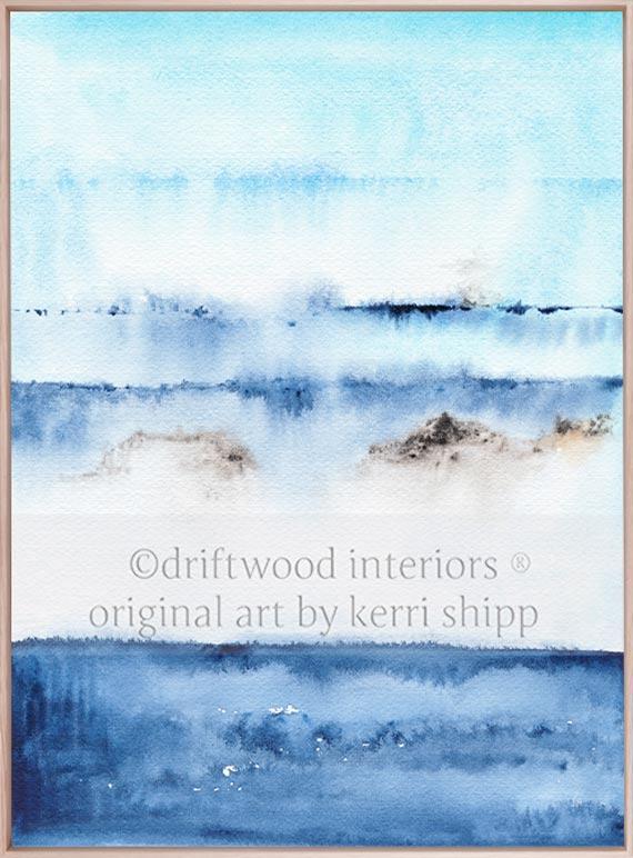 Stretched Canvas Art Print in Blue - 'Coastal Calm II' - Driftwood Interiors