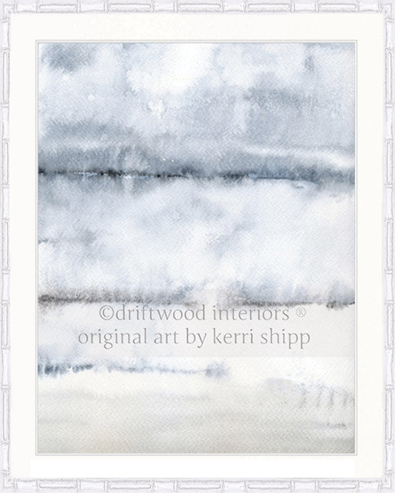 Designer Boys Art - After the Rain II Abstract Wall Art Print in white bamboo frame by Kerri Shipp