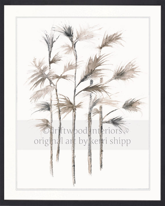Boho wall art print - Sepia Palm I Artwork in black bamboo frame by Driftwood Interiors