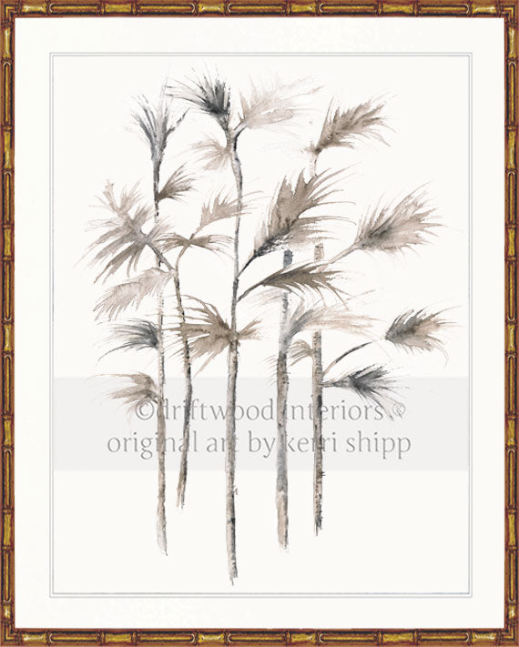 Boho wall art print - Sepia Palm I Artwork in gold bamboo frame by Driftwood Interiors
