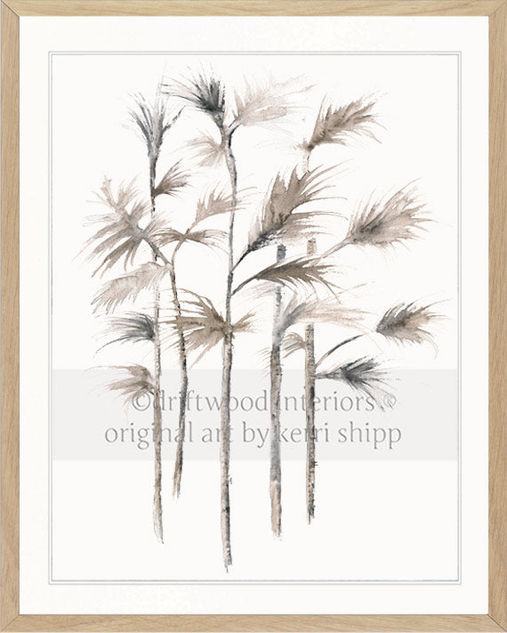 Boho wall art print - Boho Wall Decor - Sepia Palm I Print in oak frame by Driftwood Interiors