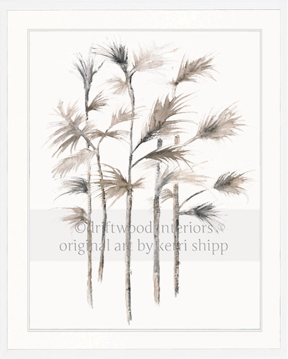 Boho wall art print - Sepia Palm I Artwork in white timber frame by Driftwood Interiors