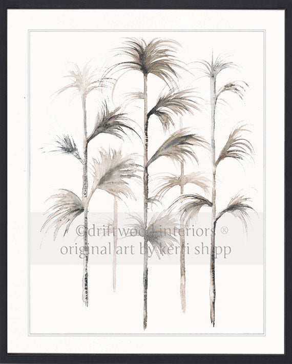 Boho Wall Art Print - Sepia Palm I Artwork in black timber frame by Driftwood Interiors
