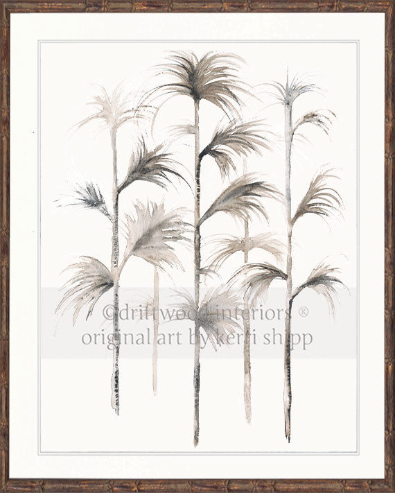 Boho Wall Art Print - Sepia Palm I Artwork in brown bamboo frame by Driftwood Interiors