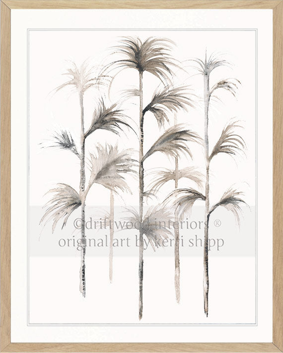 Boho Wall Art Print - Boho Wall Decor - Sepia Palm I Artwork in oak frame by Driftwood Interiors