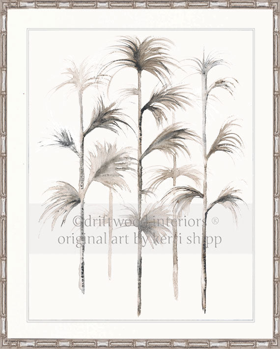 Boho Wall Art Print - Sepia Palm I Artwork in silver bamboo frame by Driftwood Interiors