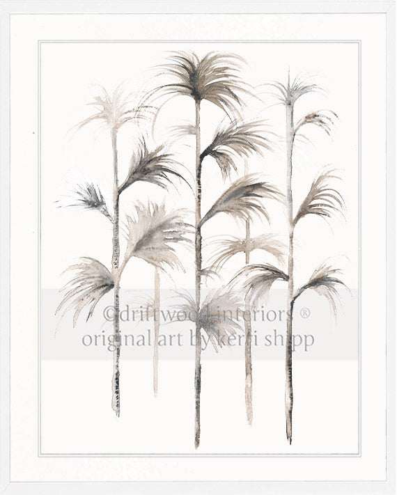 Boho Wall Art Print - Sepia Palm I Artwork in white timber frame by Driftwood Interiors