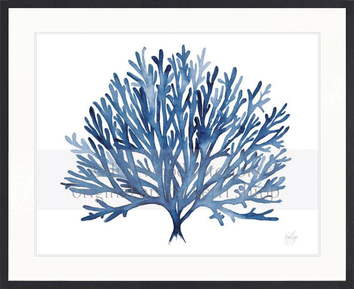 blue coral wall art print black timber frame by kerri shipp driftwood interiors