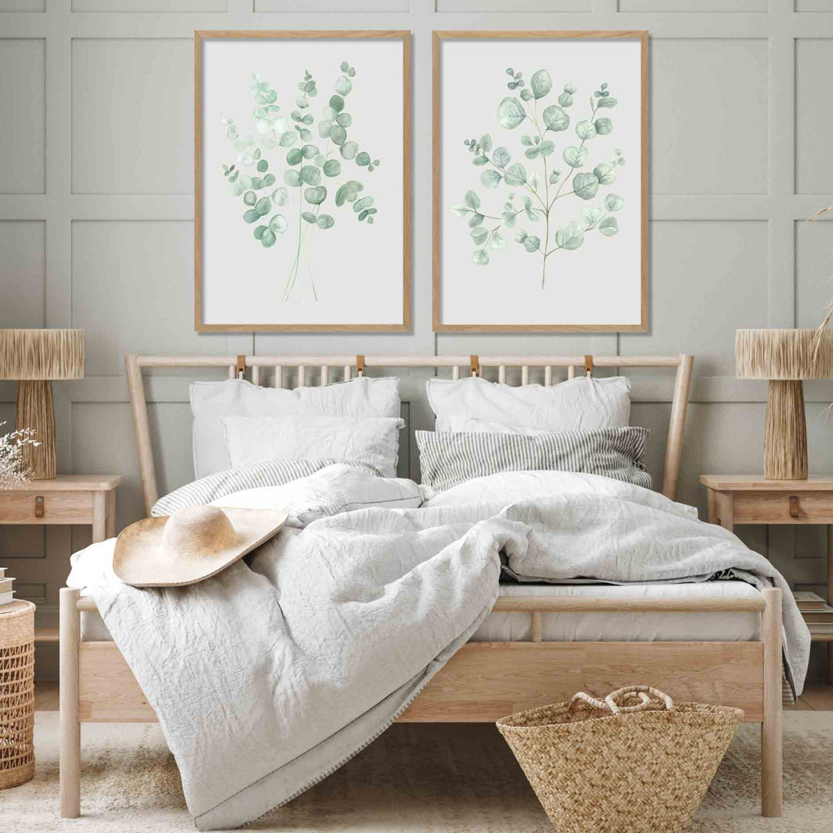 Green Eucalyptus Leaf Prints - Set of 2