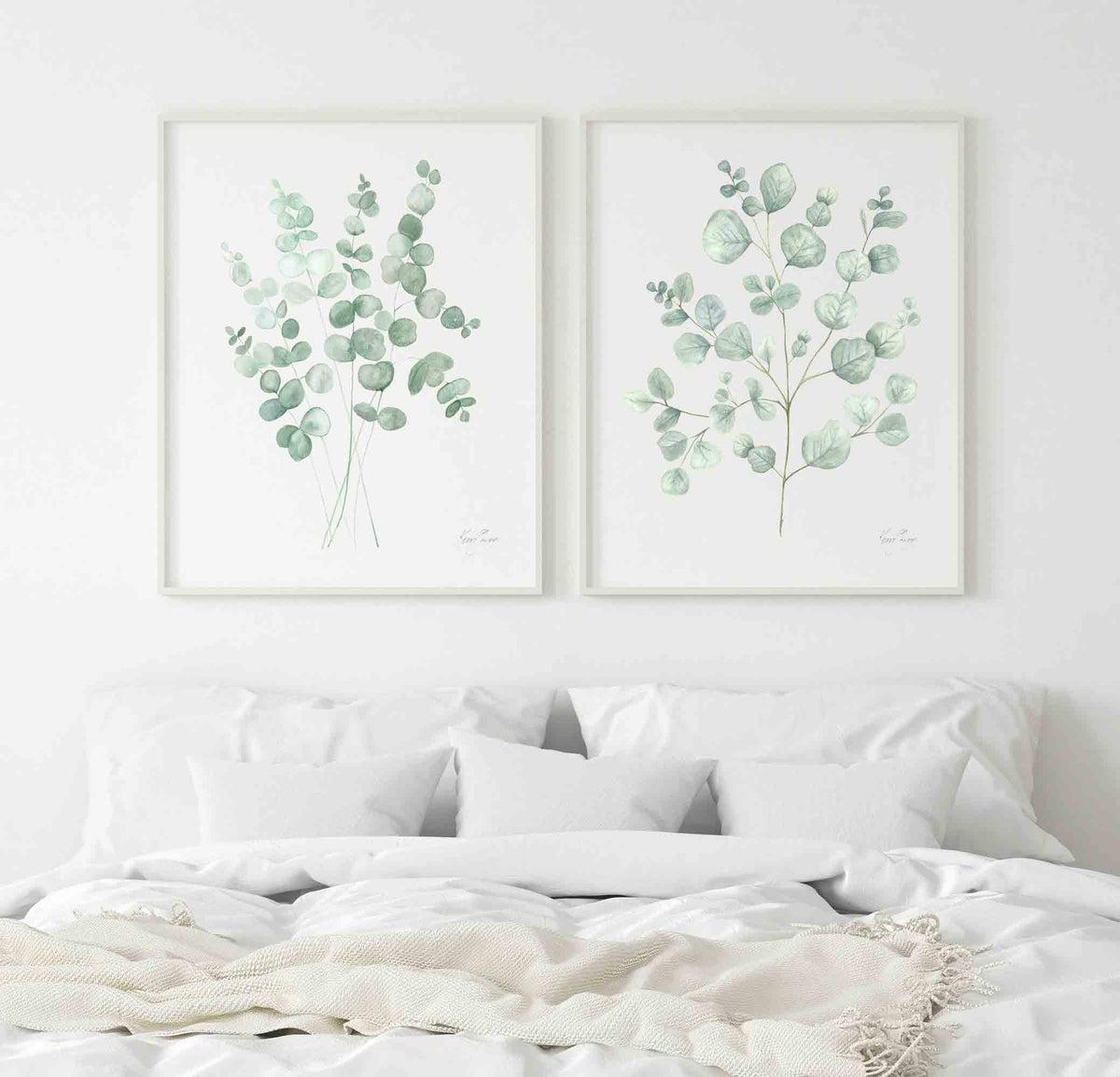 Green Eucalyptus Leaf Prints - Set of 2