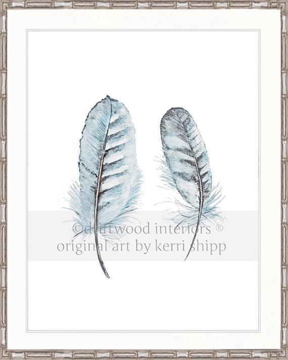'Collected' Feather Print in Duck Egg Blue - Driftwood Interiors