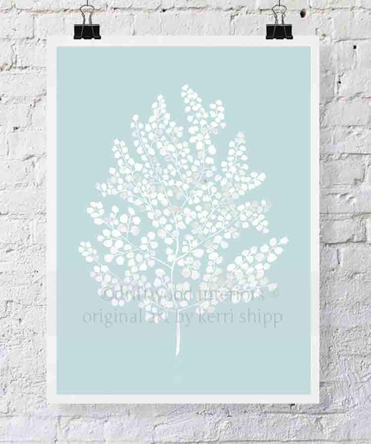 White Fern II on Duck Egg Blue - Driftwood Interiors