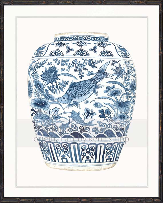 Ginger Jar I in Denim Blue