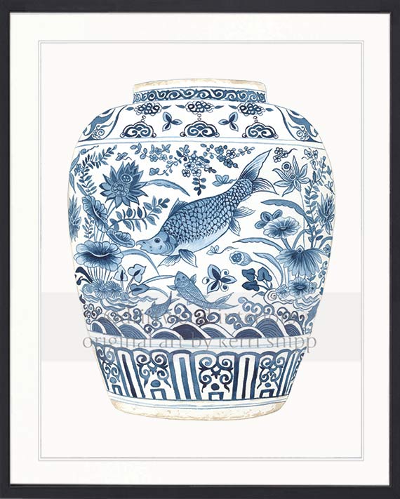 Ginger Jar I in Denim Blue