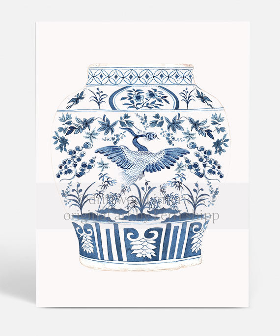 Ginger Jar II in Denim Blue