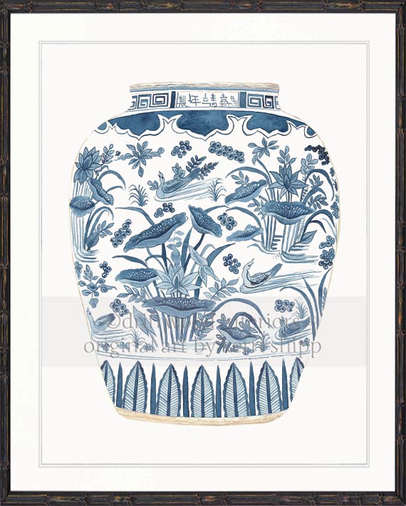 Ginger Jar III in Denim Blue