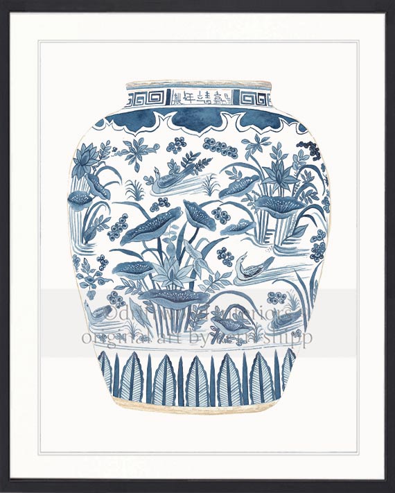 Ginger Jar III in Denim Blue
