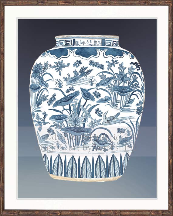 Ginger Jar III in Denim Blue