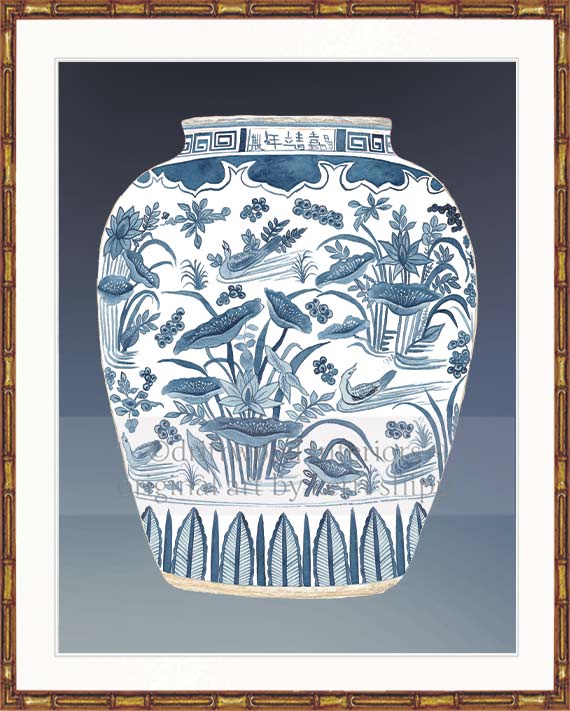 Ginger Jar III in Denim Blue