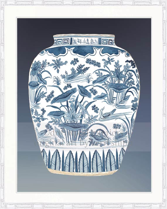 Ginger Jar III in Denim Blue