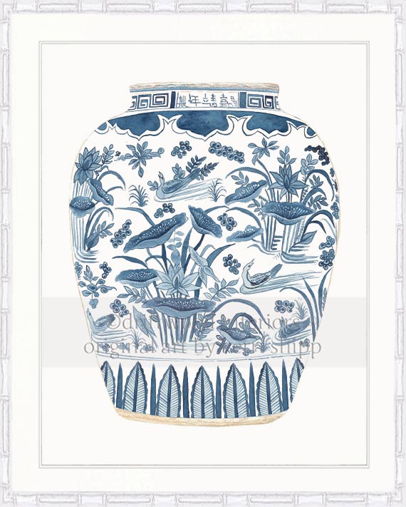 Ginger Jar III in Denim Blue