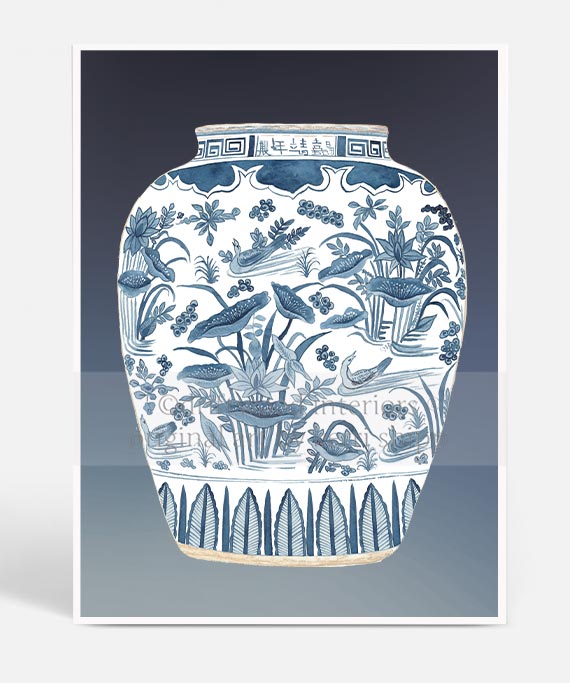 Ginger Jar III in Denim Blue