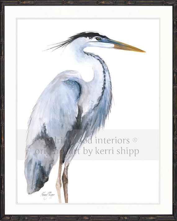 Great Blue Heron Bird Print - Driftwood Interiors