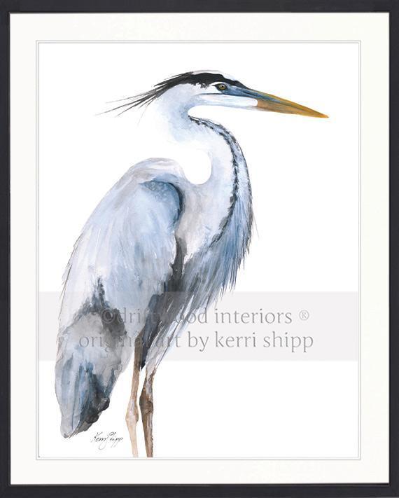 Great Blue Heron Bird Print - Driftwood Interiors