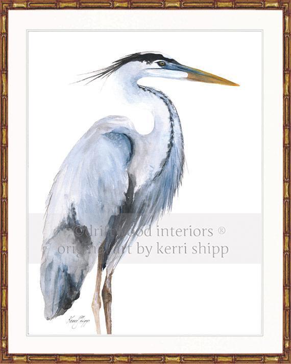 Great Blue Heron Bird Print - Driftwood Interiors