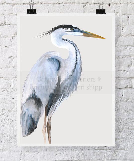 Great Blue Heron Bird Print - Driftwood Interiors