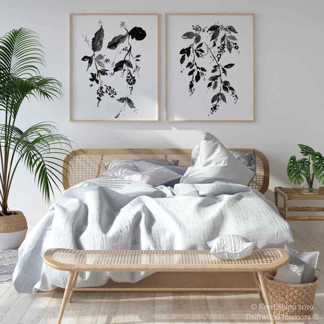 Black and White Floral Print | Monochrome Floral I - Driftwood Interiors
