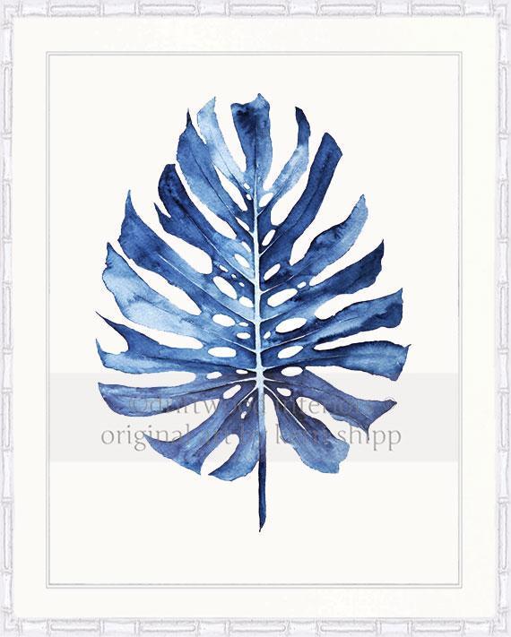Monstera Leaf in Denim - Driftwood Interiors