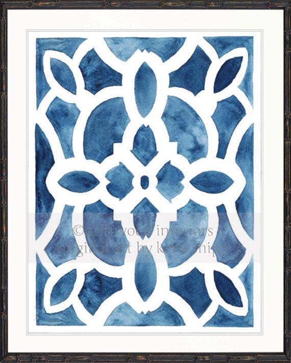 Parterre Garden Wall Art Print | Vendeuvre in Indigo - Driftwood Interiors