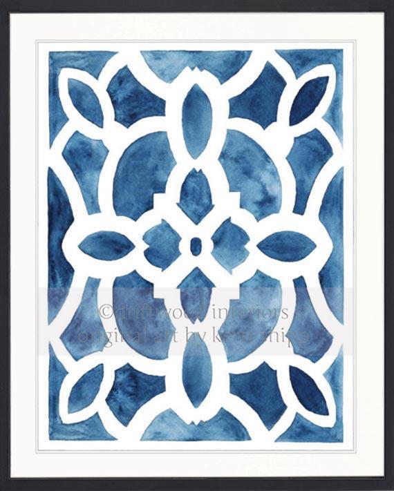 Parterre Garden Wall Art Print | Vendeuvre in Indigo - Driftwood Interiors