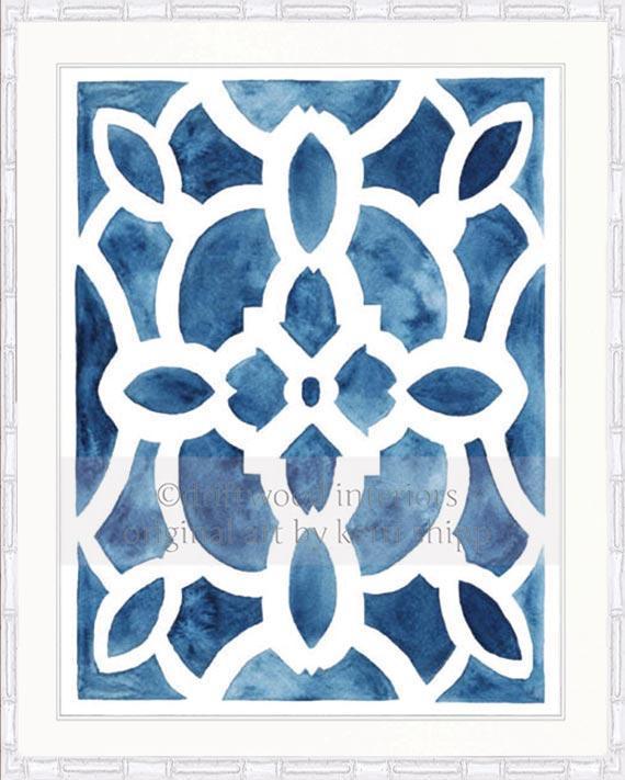 Parterre Garden Wall Art Print | Vendeuvre in Indigo - Driftwood Interiors