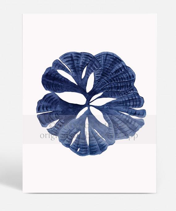 Coral Wall Art Print - Fan Coral I in Denim