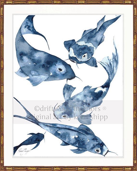 Koi II in Denim - Driftwood Interiors