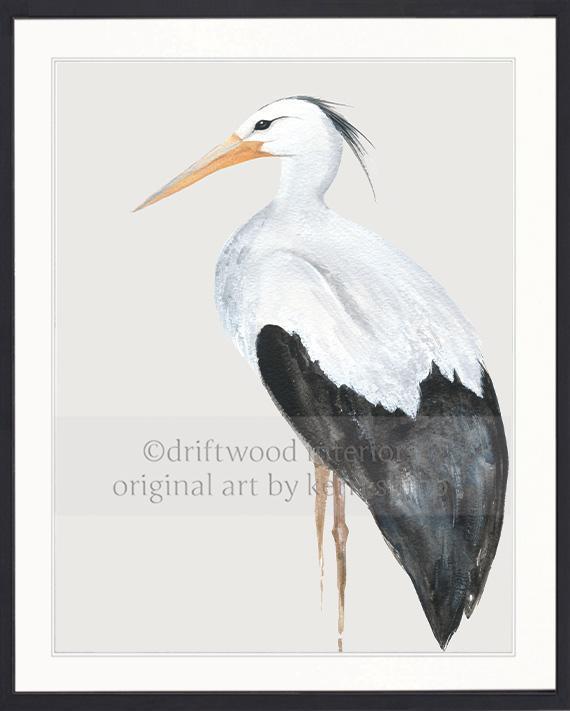Snowy Egret Bird Print - Driftwood Interiors