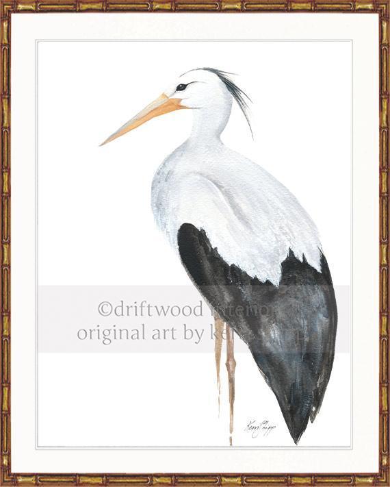 Snowy Egret Bird Print - Driftwood Interiors
